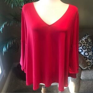 Lane Bryant Elegant Red V-Neck Women's Top,Size 18/20